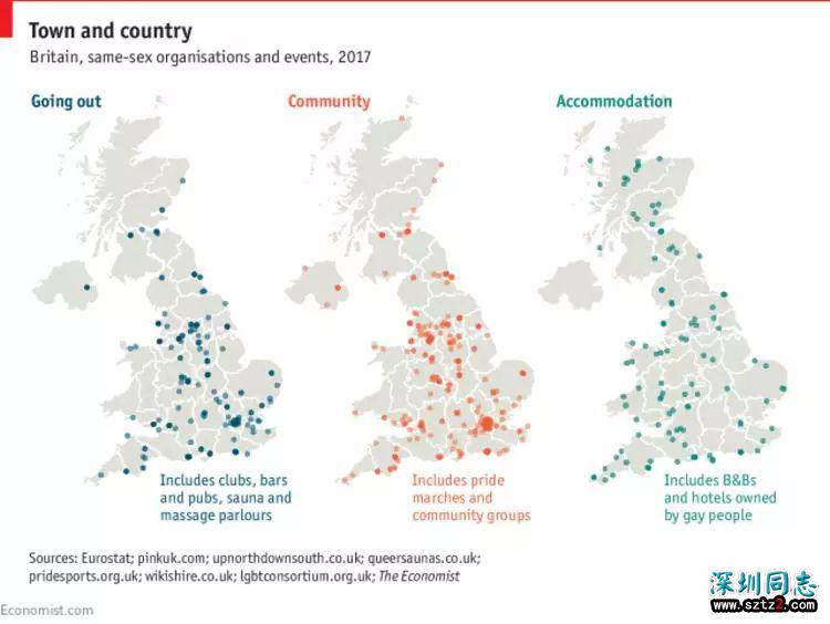 推测英国的同性恋者如何分布，《经济学人》用了两个办法