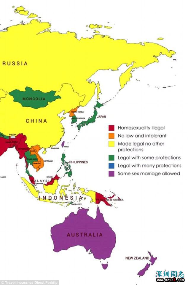 全球同性恋旅行安全指数地图，去这些地方可能被判死刑